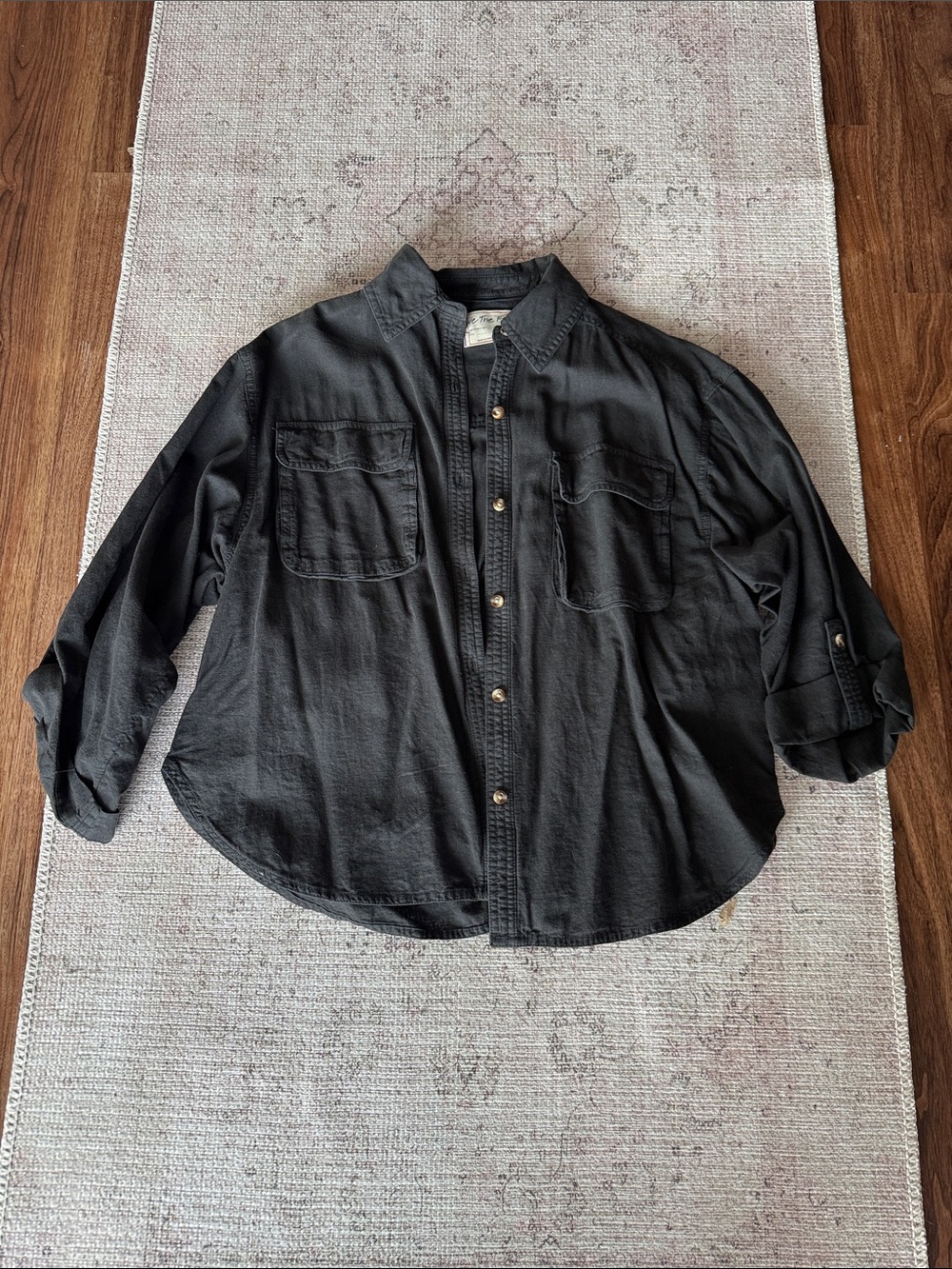 We The Free Black Oversized Button-Down Shirt